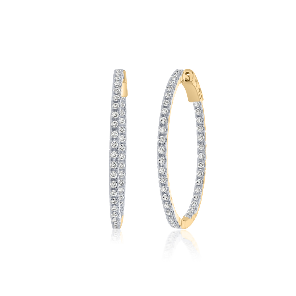 Lab Created Inside Out Diamond Hoop Earrings (1 1/2 - 2 ct. tw.) | Lily