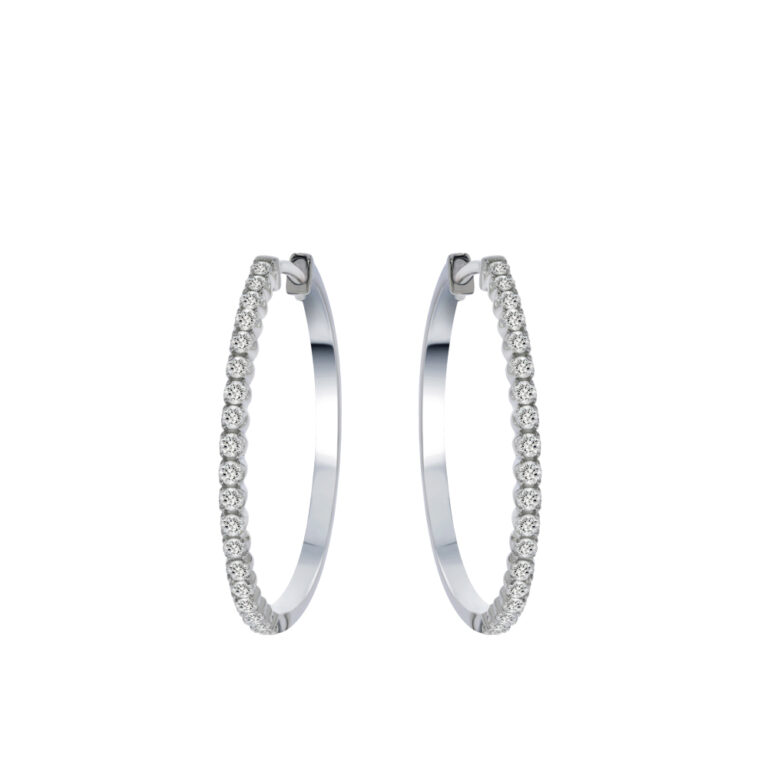 Lab Created Dangling Diamond Hoop Earrings
