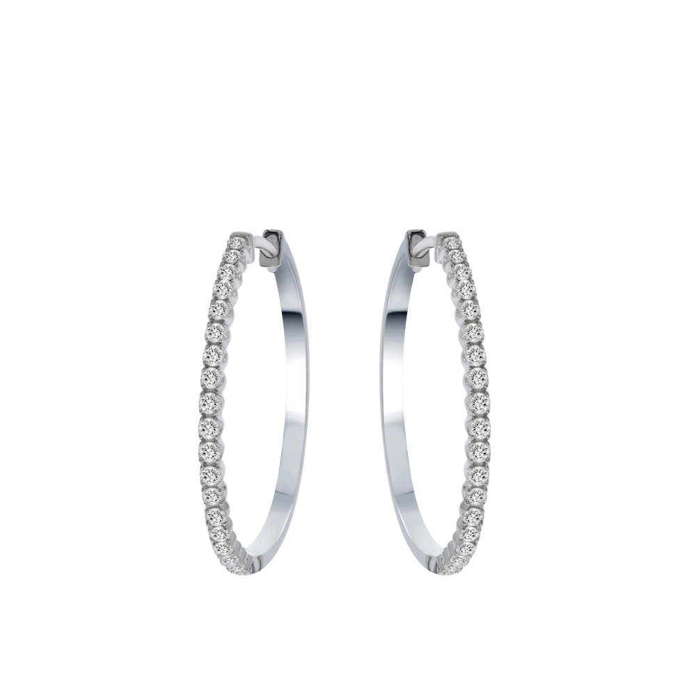 Lab Diamond Hoop Earrings in 925 Sterling Silver (1 - 2 CT TW) | Rose