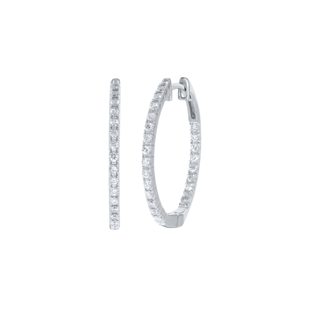 1/2 - 1 CT TW Silver Lab Diamond Inside Out Hoop Earrings | Lyra