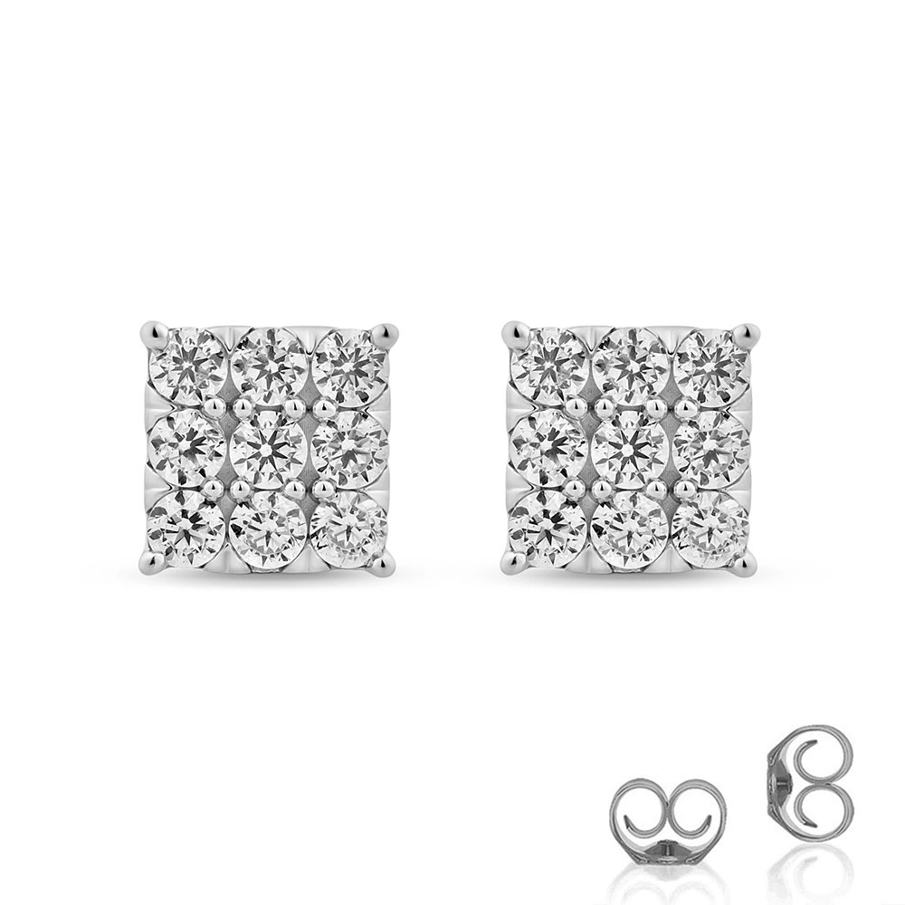 Lab Created Square Shaped Diamond Stud Earrings (1/2  2 ct. tw.) | Aamu