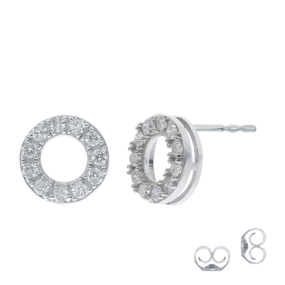 1/3 CT TW Silver Lab Grown Diamond Stud Circle Earring