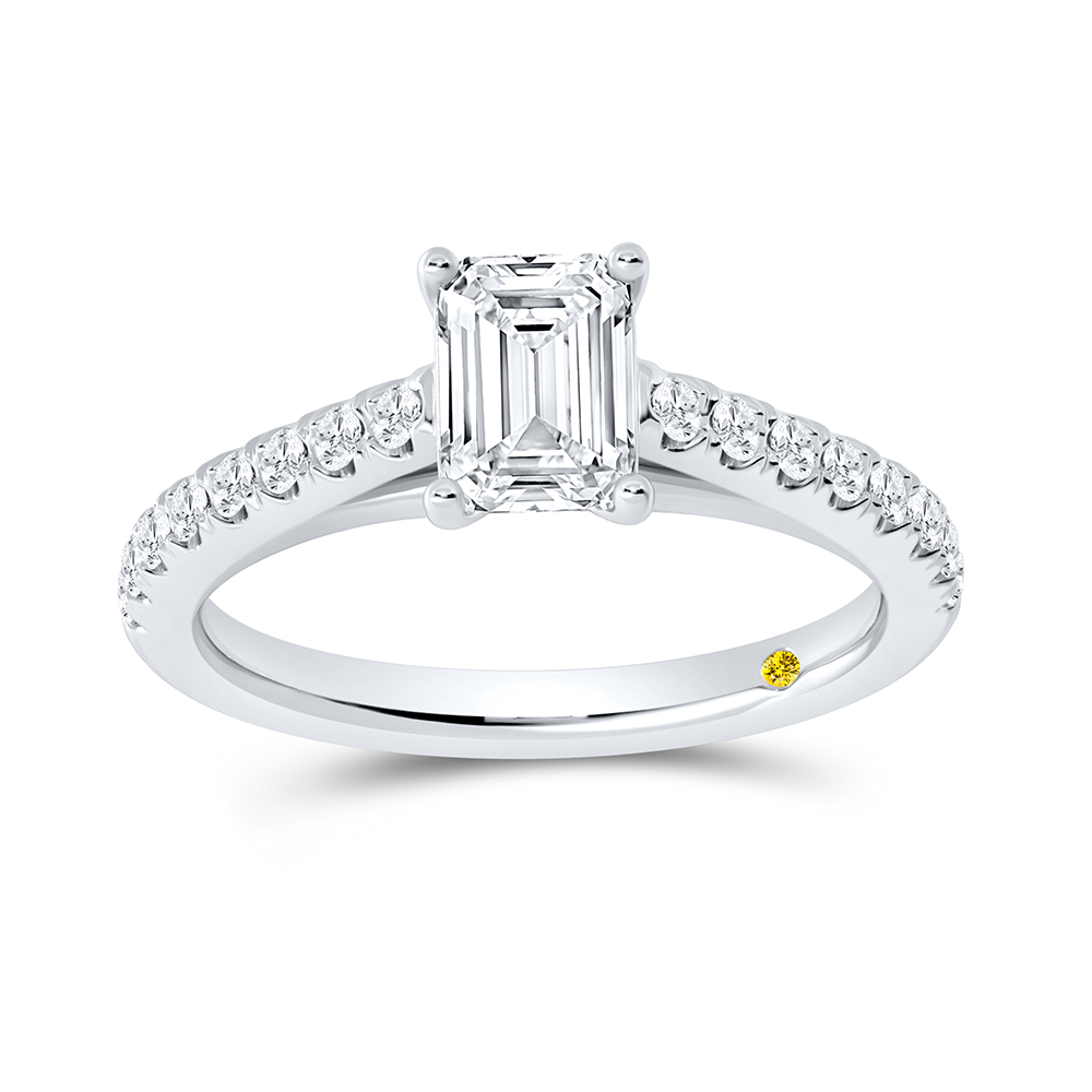 Lab Grown Pave Set Cathedral Shank Diamond Engagement Ring | Ember