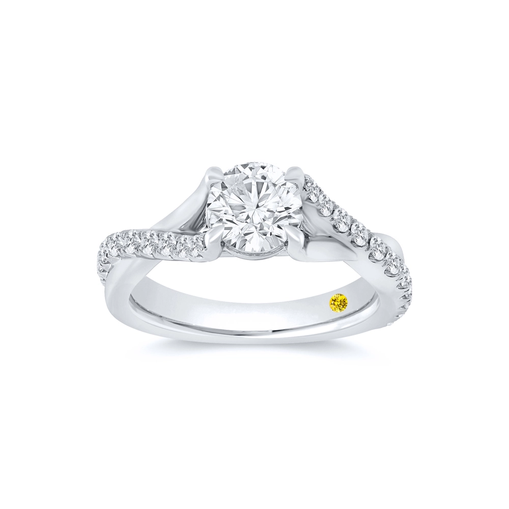 Lab Created Pave Diamond Engagement Ring in Gold | Ava