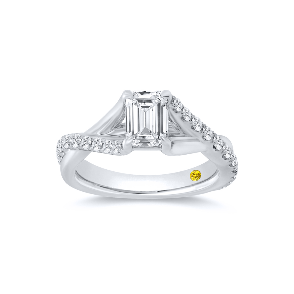 Pave Set Twisted Shank Lab Created Diamond Engagement Ring | Ava