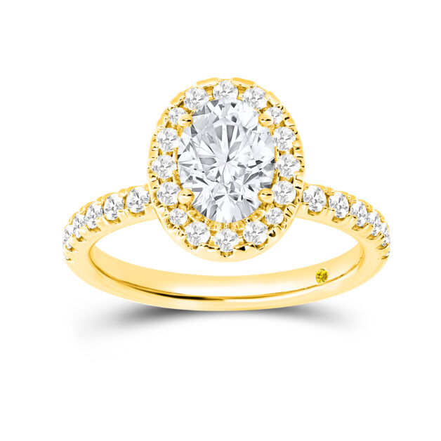 Oval Shaped Channel Set Lab Created Diamond Engagement Ring | Luci