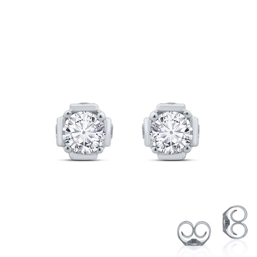 1 CT TW 10K Solid Gold Lab Created Diamond Stud Earring with Accent Diamonds | Kala