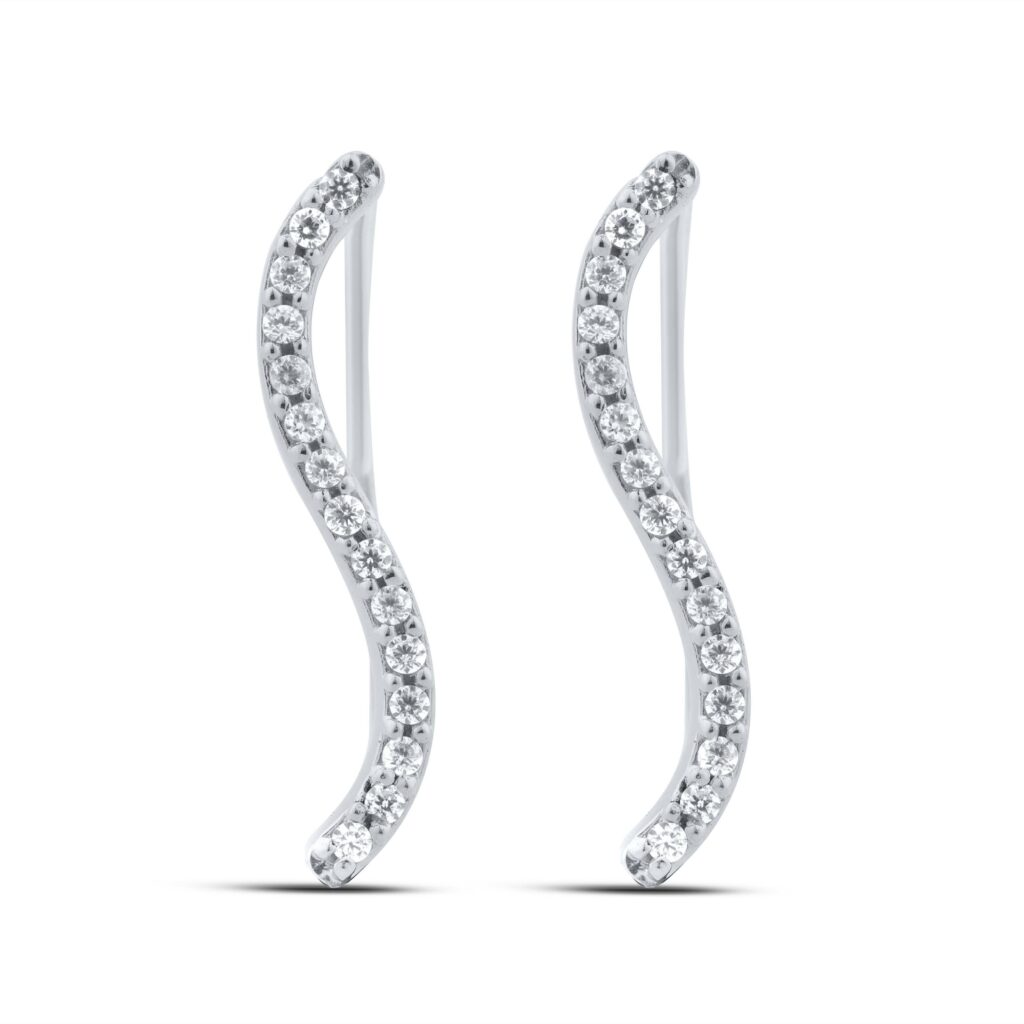 1/3 CT TW Lab Grown S-Shaped Diamond Crawler Earrings in Sterling Silver