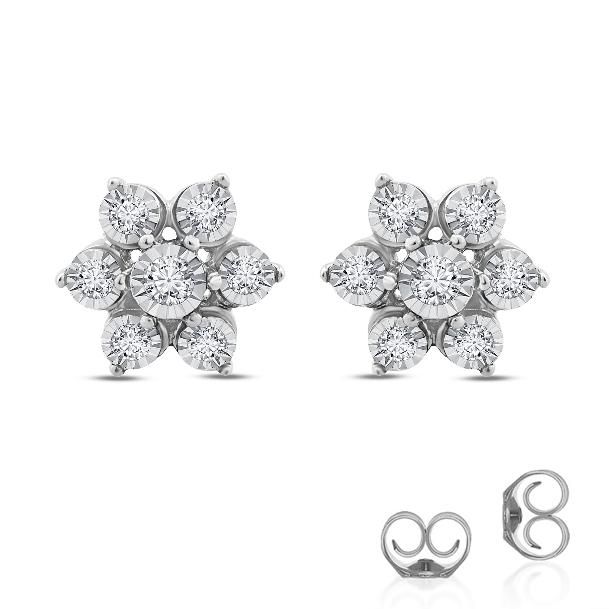 1/4 CT TW Star Shaped Silver Lab Grown Diamond Earrings | Cara