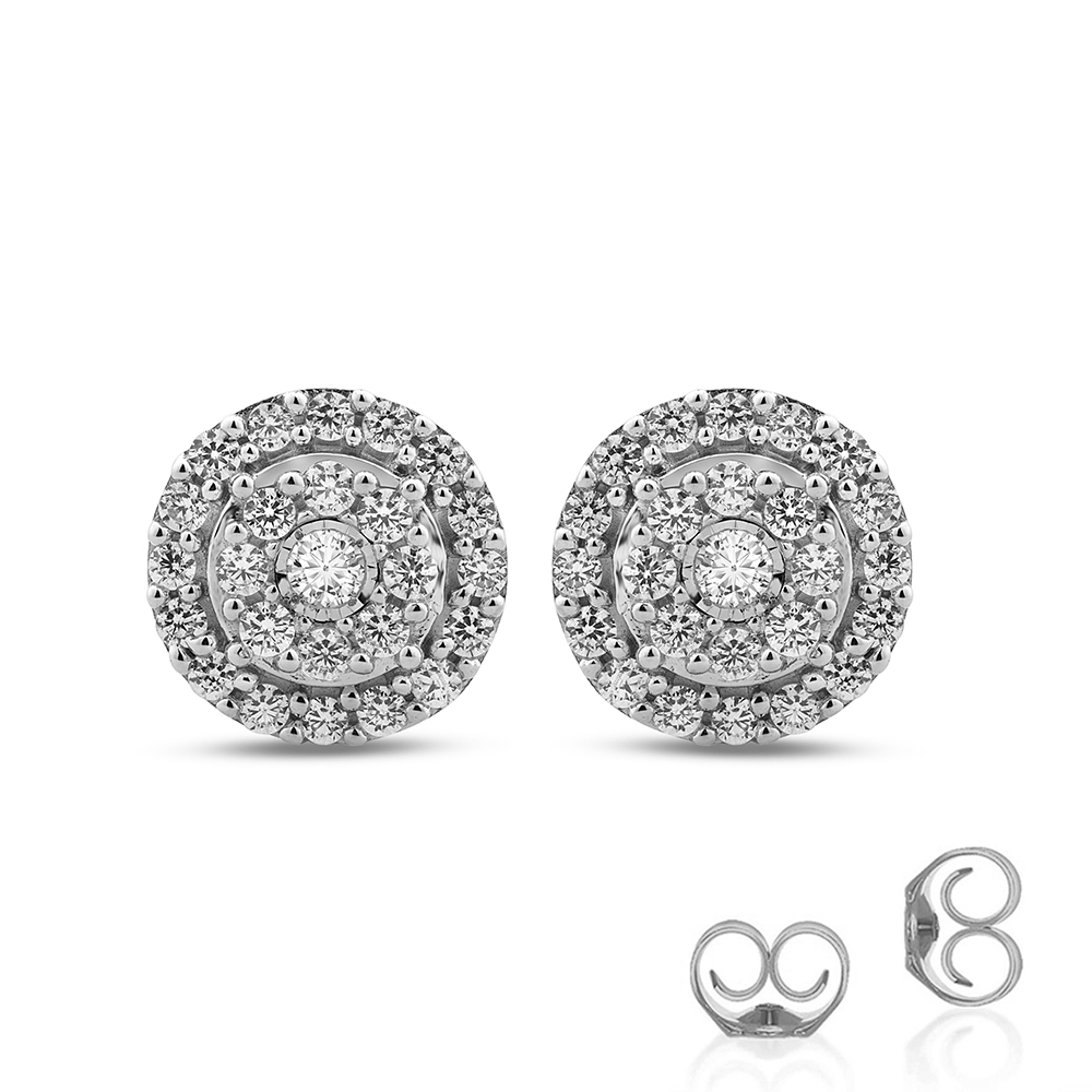 1 CT TW Lab Created Halo Diamond Stud Earring in 10K Solid Gold | Simi