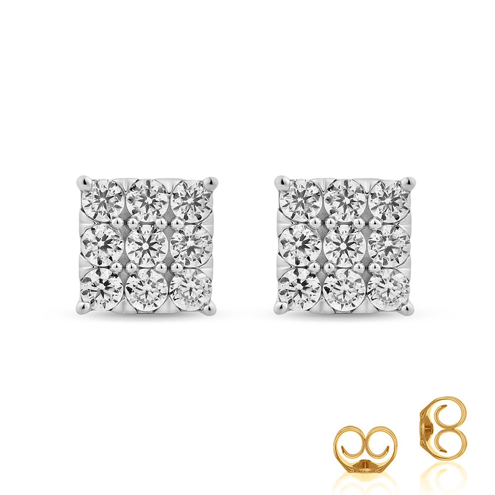 Lab Created Square Shaped Diamond Stud Earrings (1/2 ñ 2 ct. tw.) | Aamu