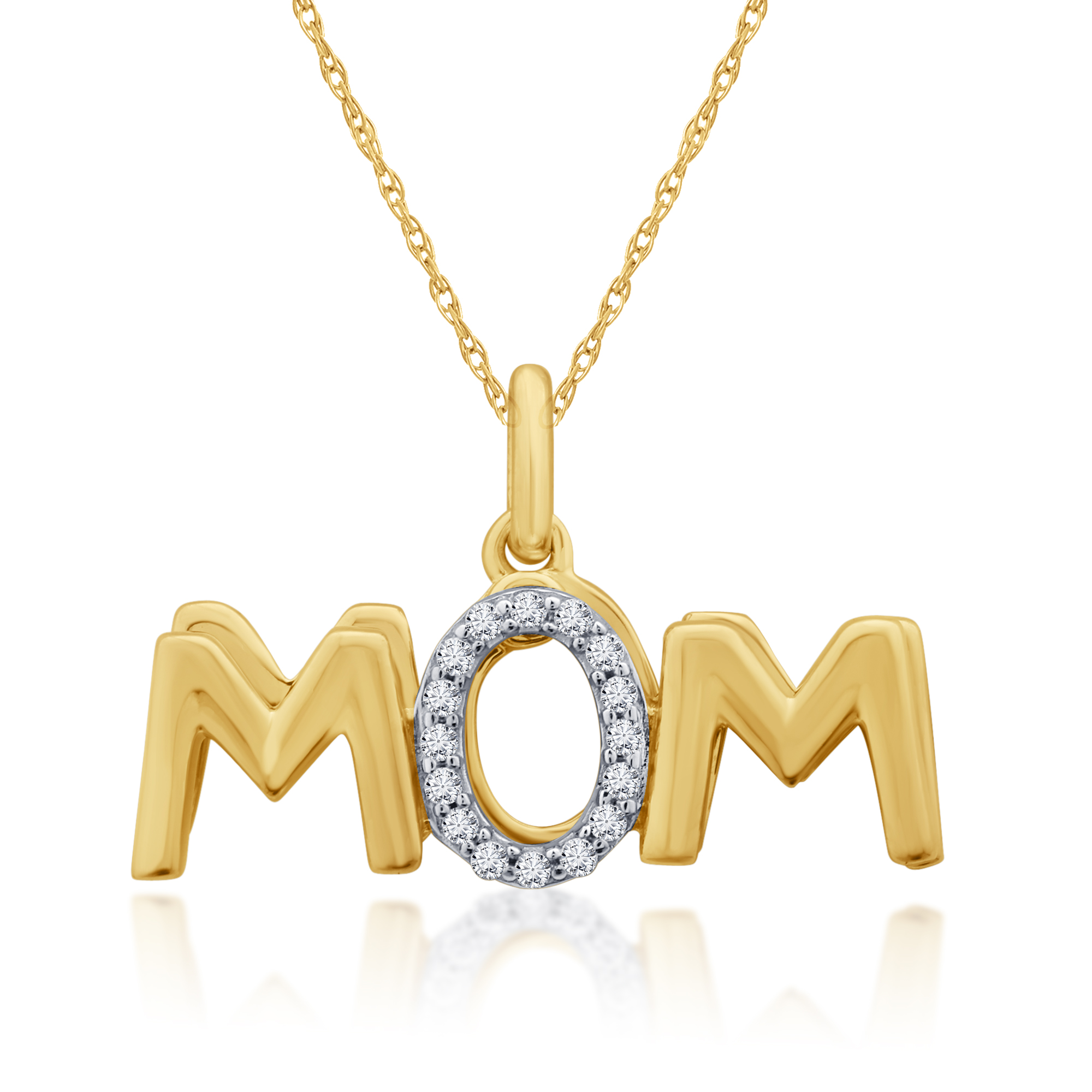 Diamond Addiction Sterling Silver Diamond Mom Necklace | Charm Diamond  Centres