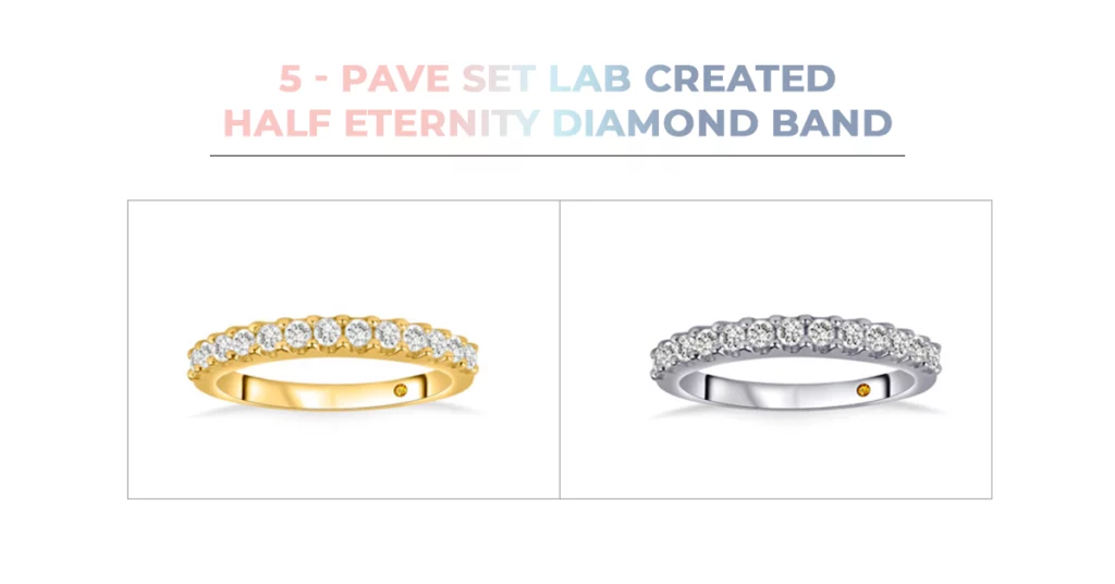 Pave Set Lab Created Half Eternity Diamond Band