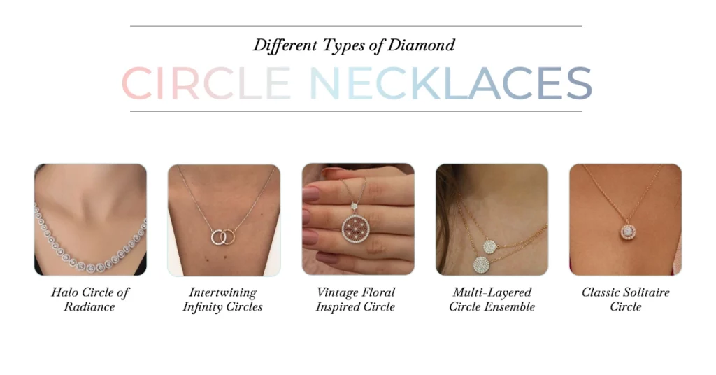 Different types of diamond circle necklaces