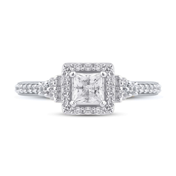 Lab Grown Princess Cut Halo Diamond Engagement Ring