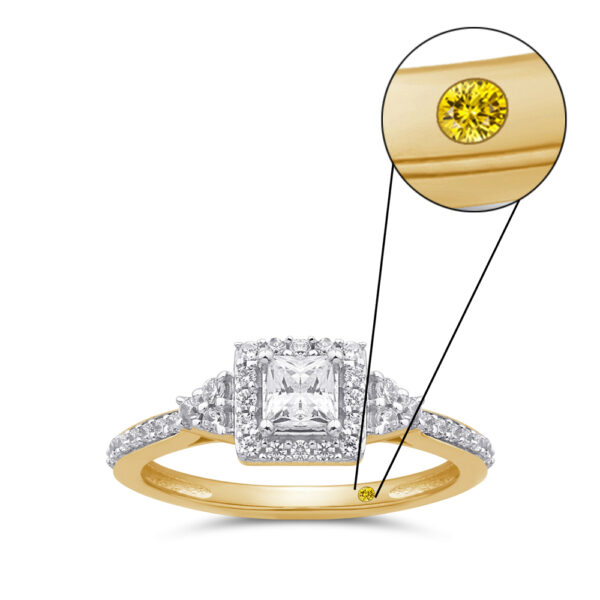Lab Grown Princess Cut Halo Diamond Engagement Ring