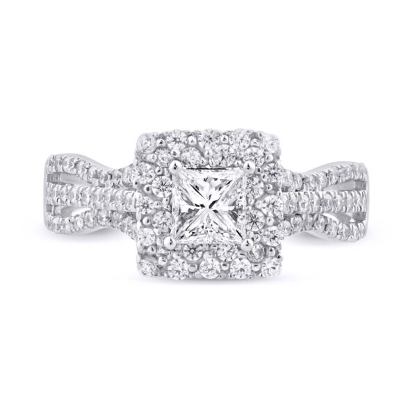 Princess Cut Double Halo Lab Grown Diamond Engagement Ring