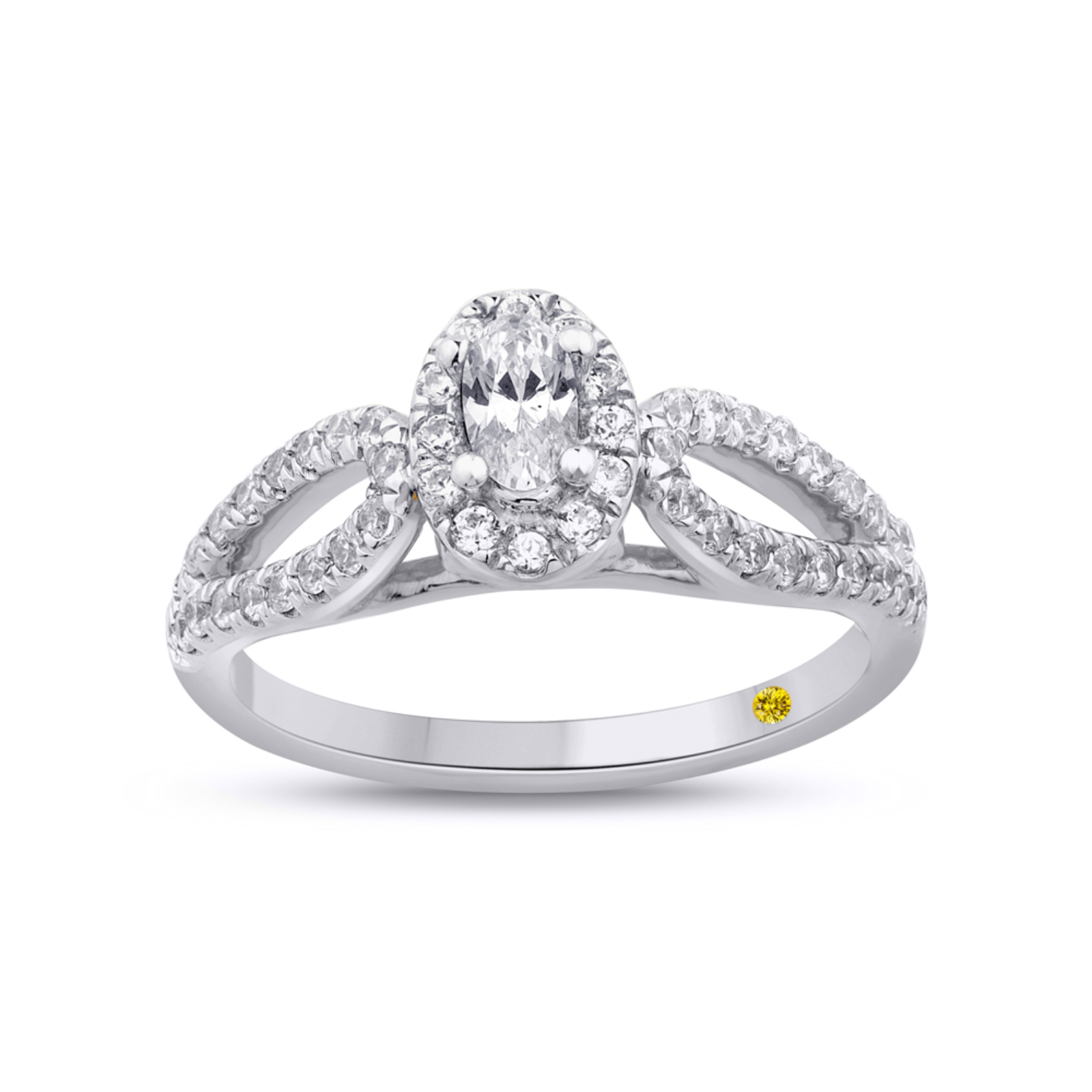 Lab Created Oval Diamond Halo Engagement Ring (3/4 ct. tw.) | Atti