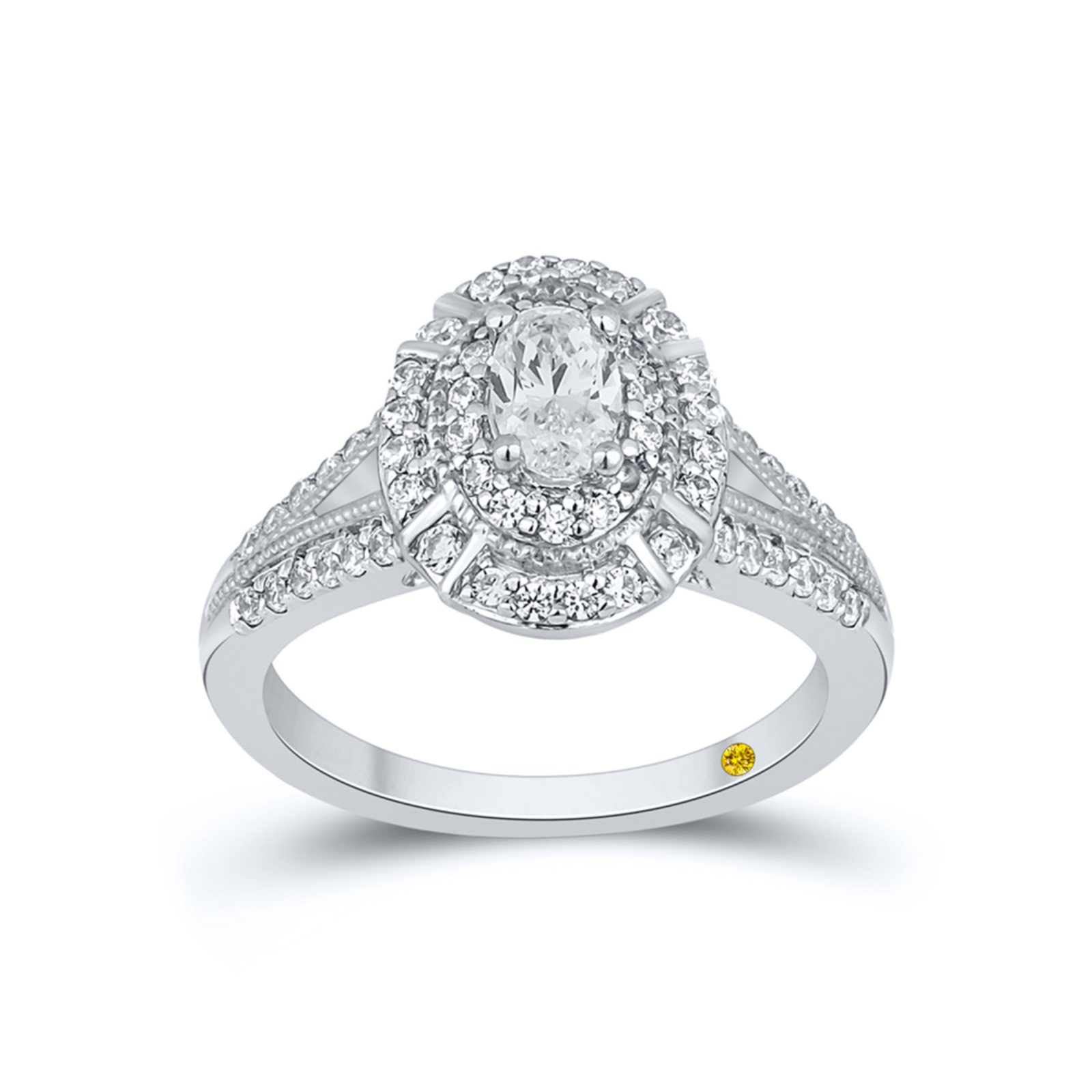 Lab Created Oval Diamond Halo Engagement Ring (1 CT TW ) | Mone