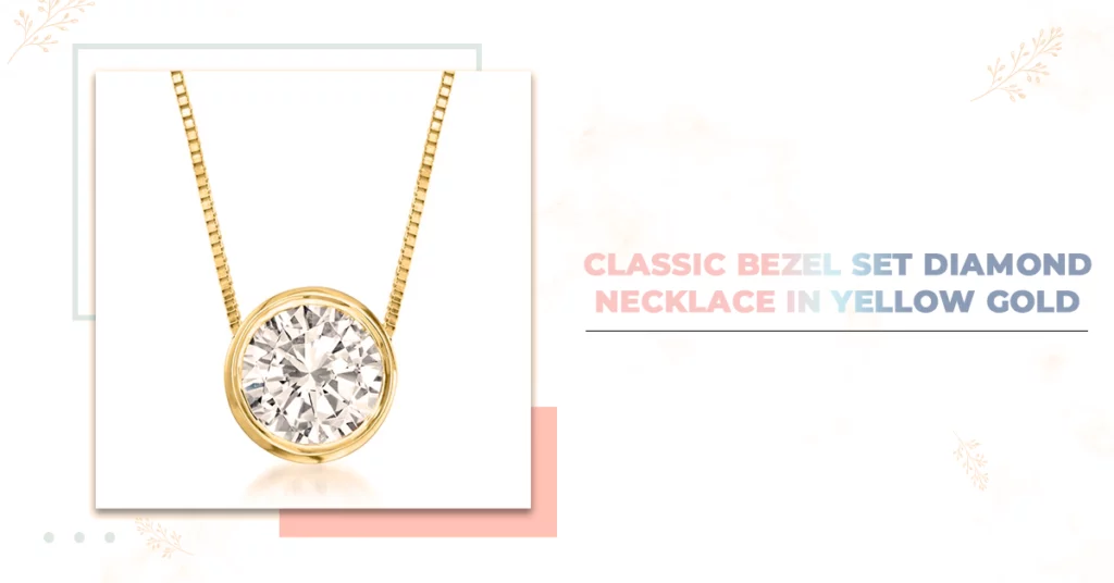 Classic Bezel Set Diamond Necklace in Yellow Gold