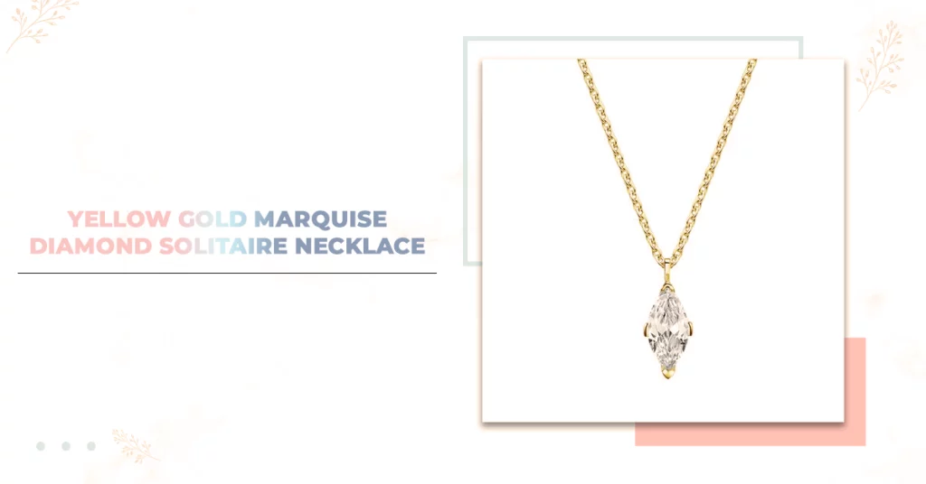 Yellow Gold Marquise Diamond Solitaire Necklace