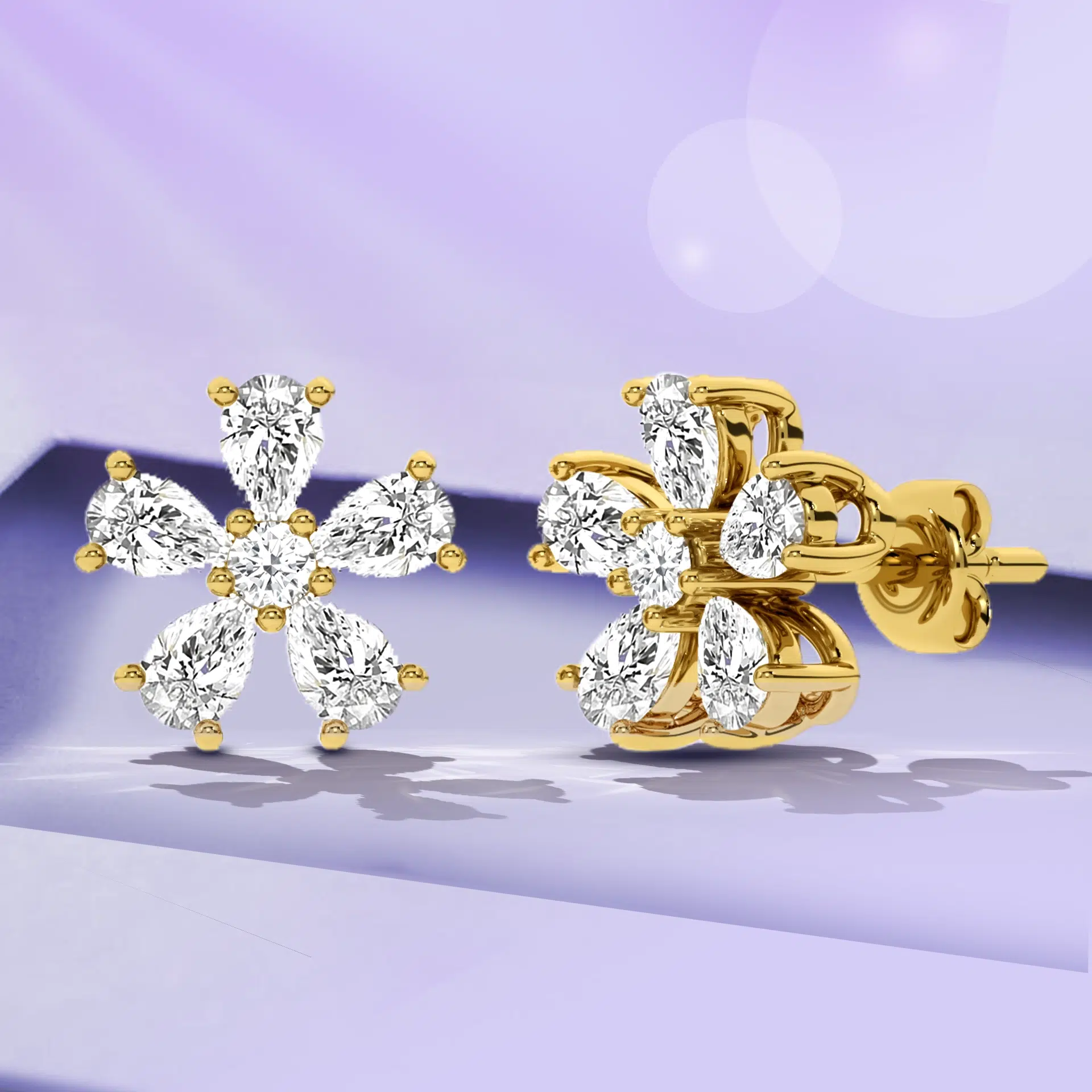 ピアス HYERES LOR Essence 10K(W) Lab Diamond  Earrings HL4E5142 Stud Diamond Earrings — Ouros Jewels