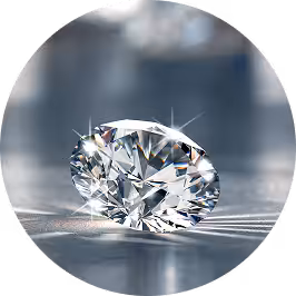 Close up of a brilliant round-cut loose lab-grown diamond sparkling under direct light.