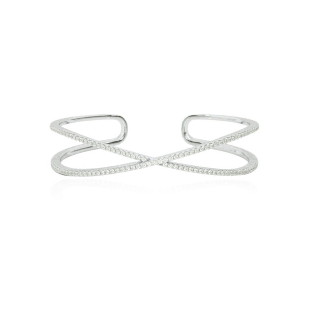 Dainty Lab Made Diamond Bangle Bracelet | 14K White Gold 1 ct.tw. _1