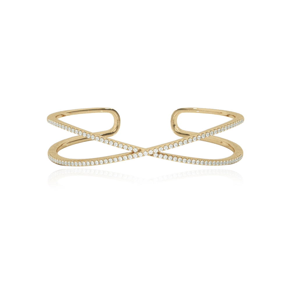 Dainty Lab Made Diamond Bangle Bracelet | 14K Yellow Gold 1 ct.tw.