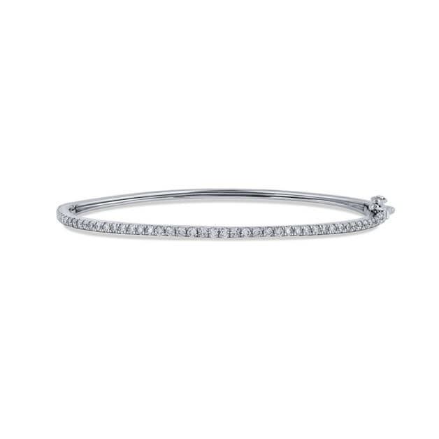Pave Set Lab Grown Diamond Bangle Bracelet | 14K White Gold 1 ct.tw. _1