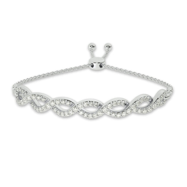 Shop White Gold Dainty Lab Made Diamond Bangle Bracelet