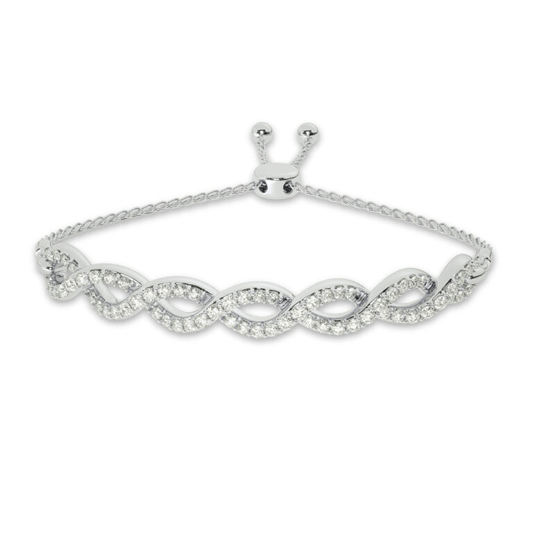 Infinity Themed Lab Grown Diamond Bolo Bracelet