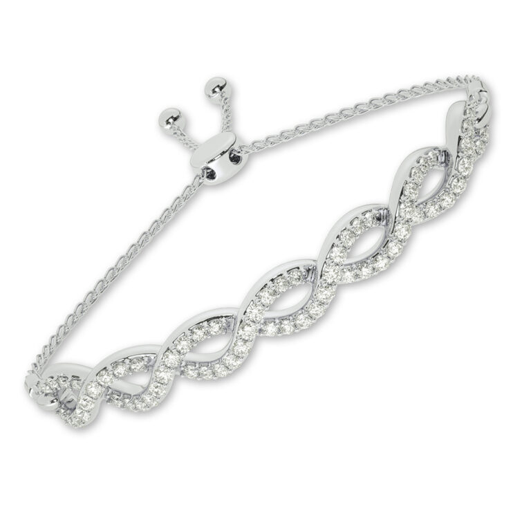 Infinity Themed Lab Grown Diamond Bolo Bracelet
