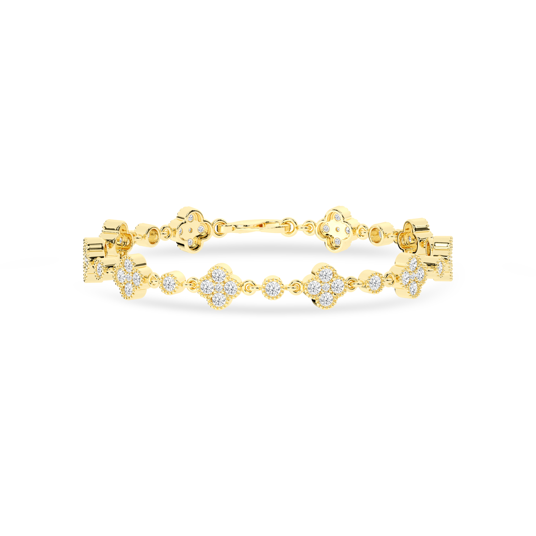 Four Leaf Clover Inspired Lab Grown Diamond Bracelet | 14K Yellow Gold 2.5 ct.tw.