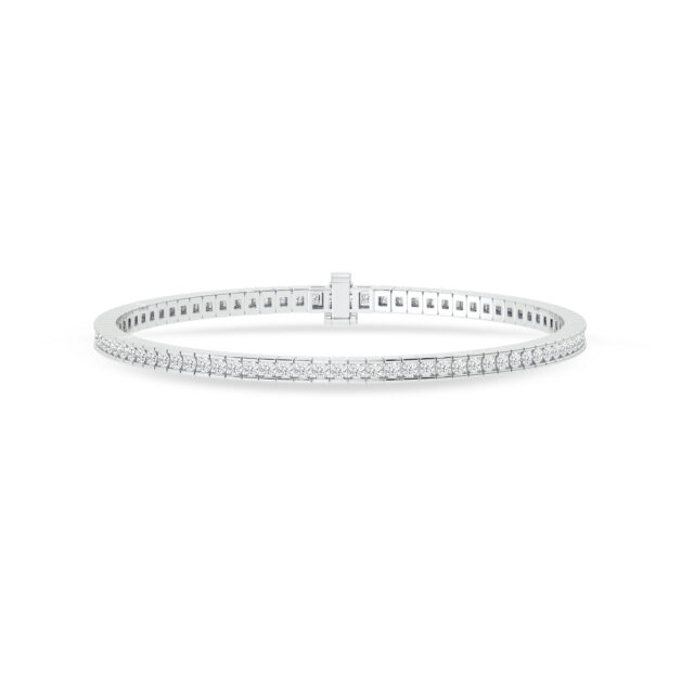 Glamorous Channel Set Lab Grown Diamond Tennis Bracelet | 14K White Gold 3 ct.tw. _1