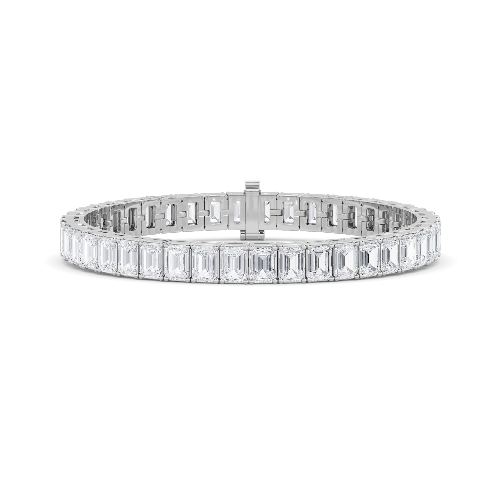 Lab Grown Emerald Gradeur Diamond Tennis Bracelet | 14K White Gold 24 ct.tw.