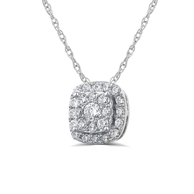 Exceptional Cushion Shaped Lab Grown Diamond Cluster Necklace