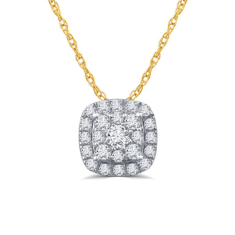 Exceptional Cushion Shaped Lab Grown Diamond Cluster Necklace