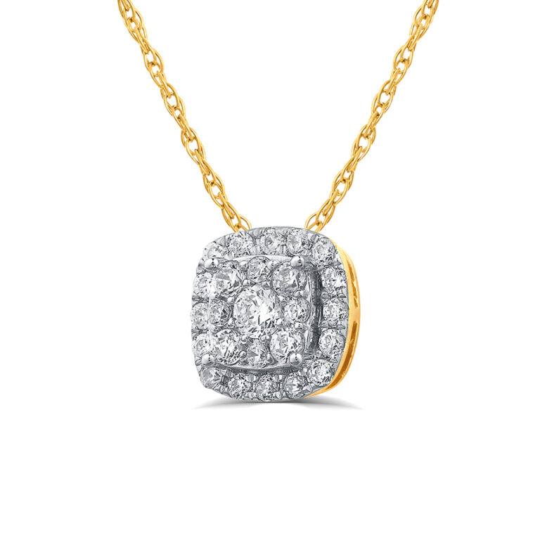 Exceptional Cushion Shaped Lab Grown Diamond Cluster Necklace