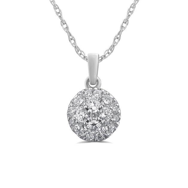Round Lab Grown Cluster Diamond Necklace | 10K White Gold 1/2 ct. tw. _1