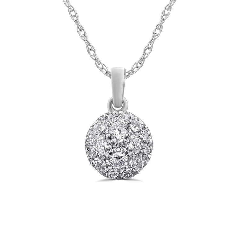 Round Lab Grown Cluster Diamond Necklace