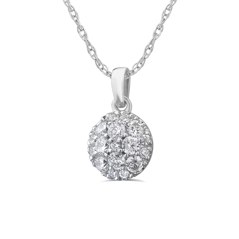 Round Lab Grown Cluster Diamond Necklace