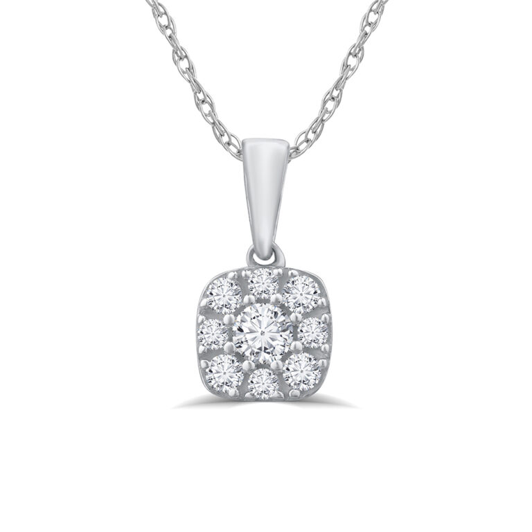 Dainty Cushion Shaped Lab Grown Cluster Diamond Necklace
