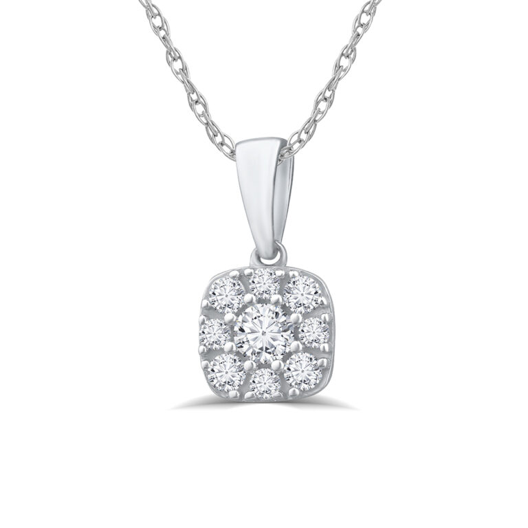 Dainty Cushion Shaped Lab Grown Cluster Diamond Necklace
