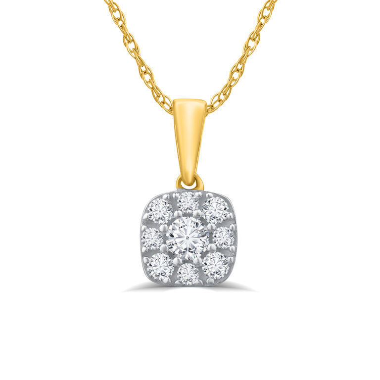 Dainty Cushion Shaped Lab Grown Cluster Diamond Necklace