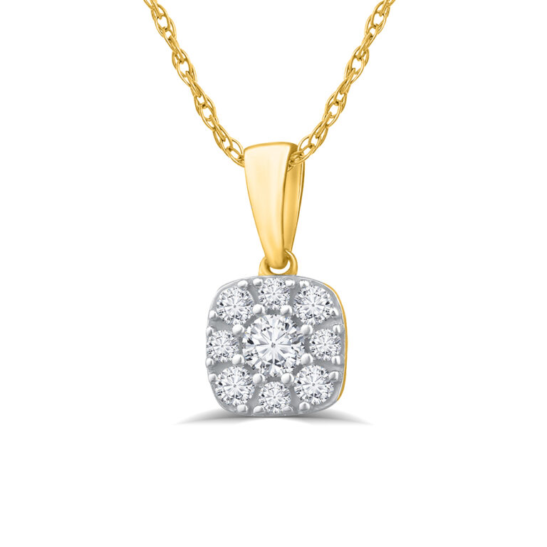 Dainty Cushion Shaped Lab Grown Cluster Diamond Necklace