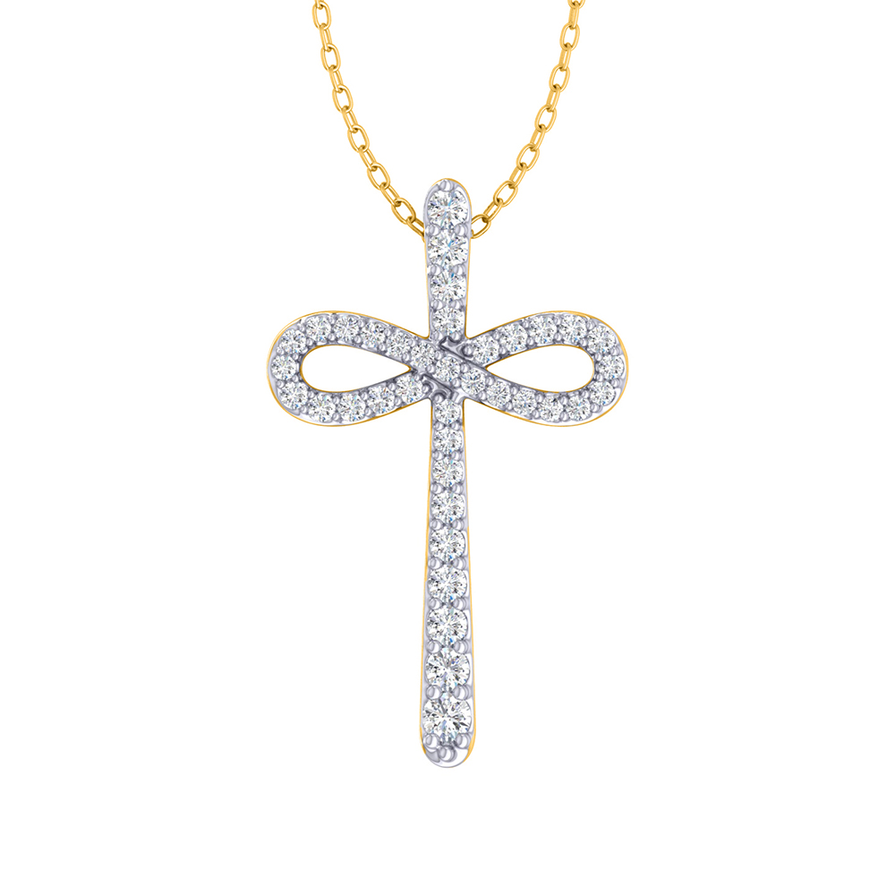 Lab Grown Infinity Diamond Cross Necklace | Yellow Gold 1/3 ct.tw.