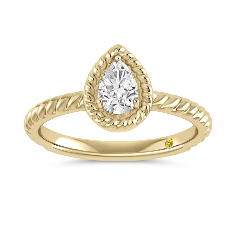 Soleil Lab Grown Pear Shaped Solitiare Diamond Ring