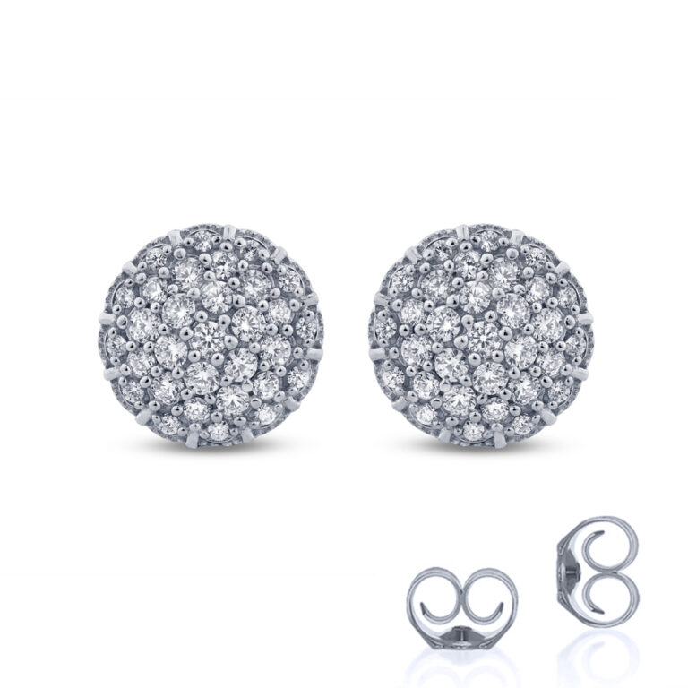 Lab Created Cluster Diamond Stud Earrings