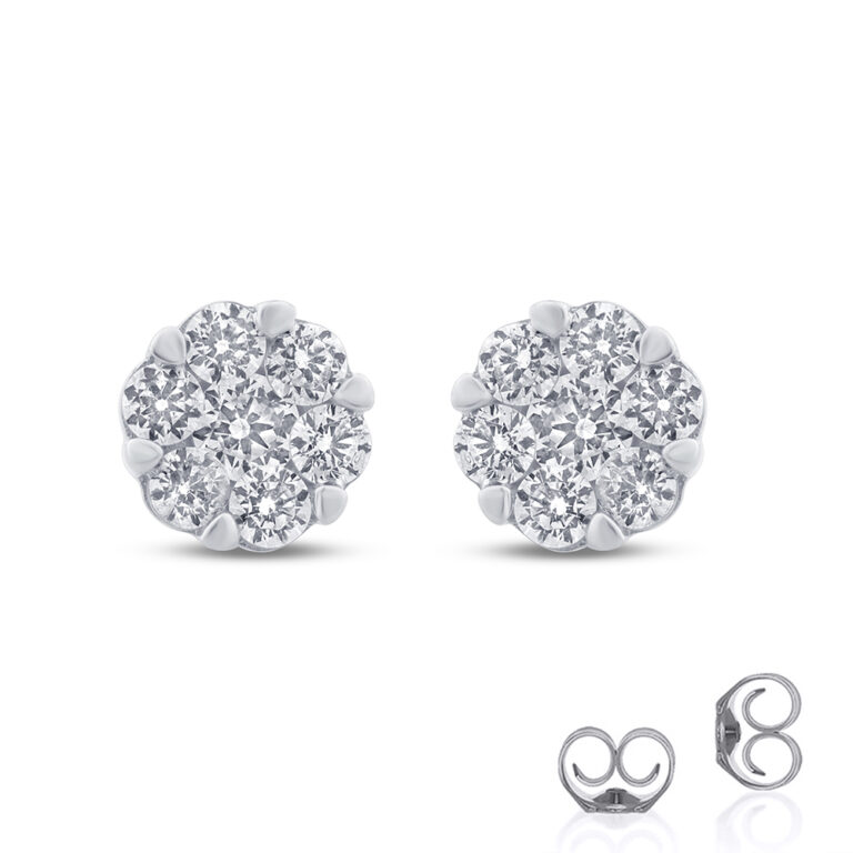 Lab Grown Diamond Cluster Stud Earrings